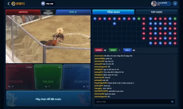 Giao diện cá cược đá gà M788