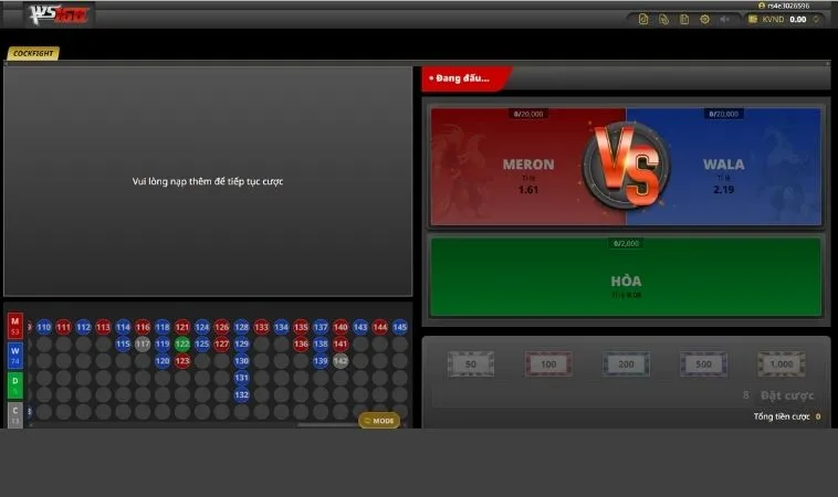 Bật Mí Kinh Nghiệm Cách Chơi Đá Gà WS168 Tại M788 Cho Người Mới 2 Giao diện chơi Đá Gà WS168 Tại M788