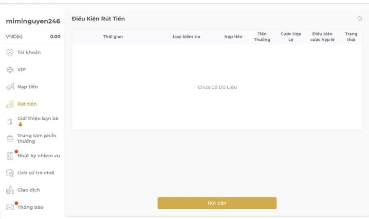 Giao diện rút tiền M788